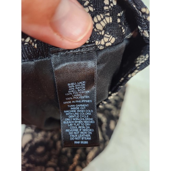 Express Womens Pencil Skirt Lace Overlay Floral Lined Slit Back Zip Black Size 6 - Picture 4 of 6